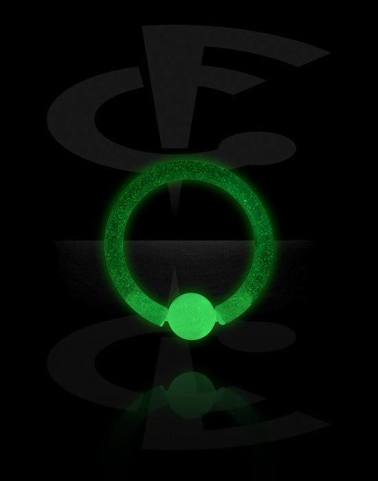 Pírsingové krúžky, Krúžok s guľôčkou „Žiariace v tme“ (bioflex, transparentný), Bioflex