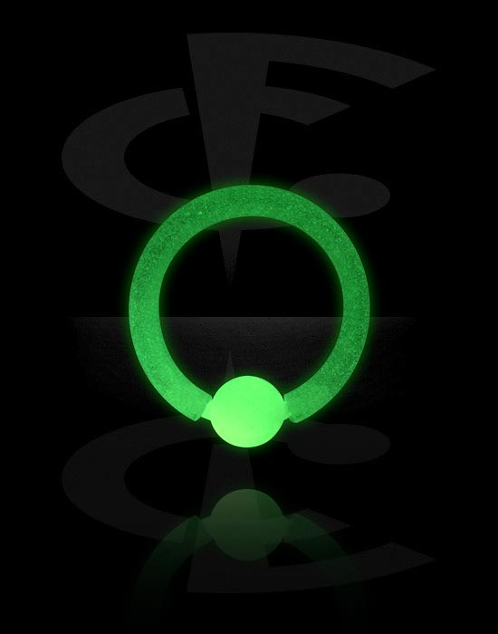 Piercing ad anello, "Glow in the dark" - ball closure ring (bioflex, trasparente), Bioflex