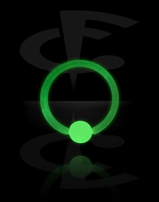 Piercingové kroužky, Kroužek s kuličkou „Zářící ve tmě“ (bioflex, transparentní), Bioflex