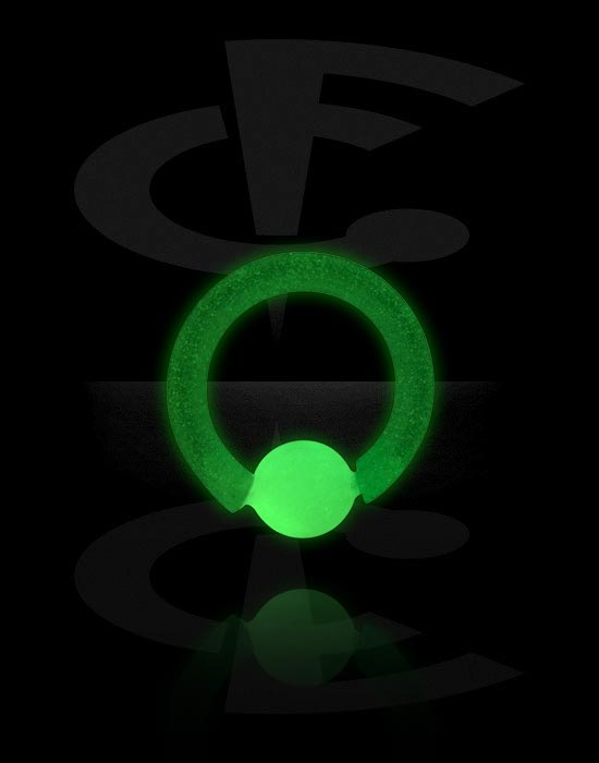 Piercingové kroužky, Kroužek s kuličkou „Zářící ve tmě“ (bioflex, transparentní), Bioflex