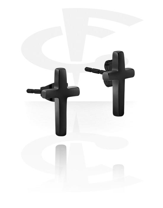 Earrings, Studs & Shields, Ear Studs with cross design, Surgical Steel 316L