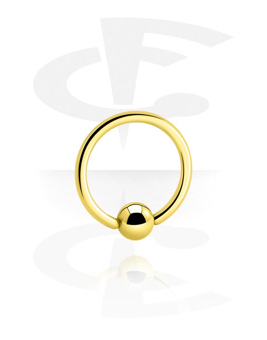 Piercing ad anello, Ball closure ring (acciaio chirurgico, oro, finitura lucida), Acciaio chirurgico 316L con placcatura in oro