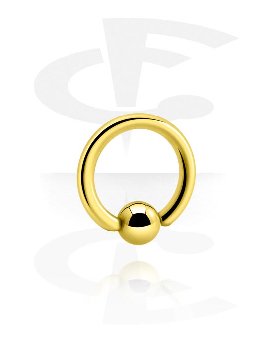 Piercingringar, Ball closure ring (surgical steel, gold, shiny finish), Förgyllt kirurgiskt stål 316L