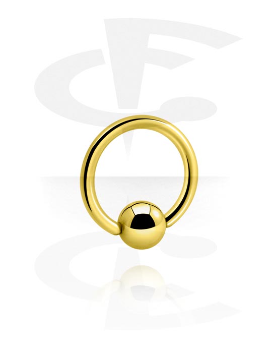 Anéis piercing, Ball closure ring (aço cirúrgico, ouro, brilhante), Aço cirúrgico 316L banhado a ouro
