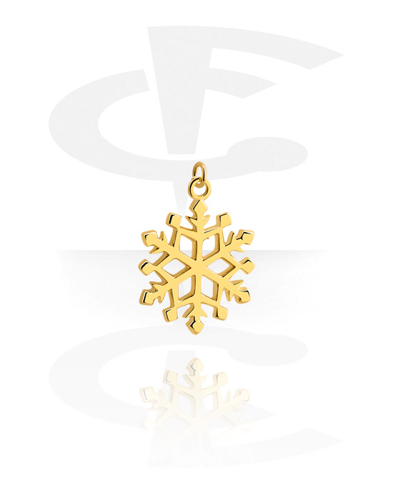 Kulor, stavar & mer, Charm (plated brass, gold) med snöflinge-design, Förgylld mässing
