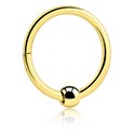 Anéis piercing, Multi-purpose clicker (aço cirúrgico, ouro, acabamento brilhante) com bola fixa, Aço cirúrgico 316L banhado a ouro