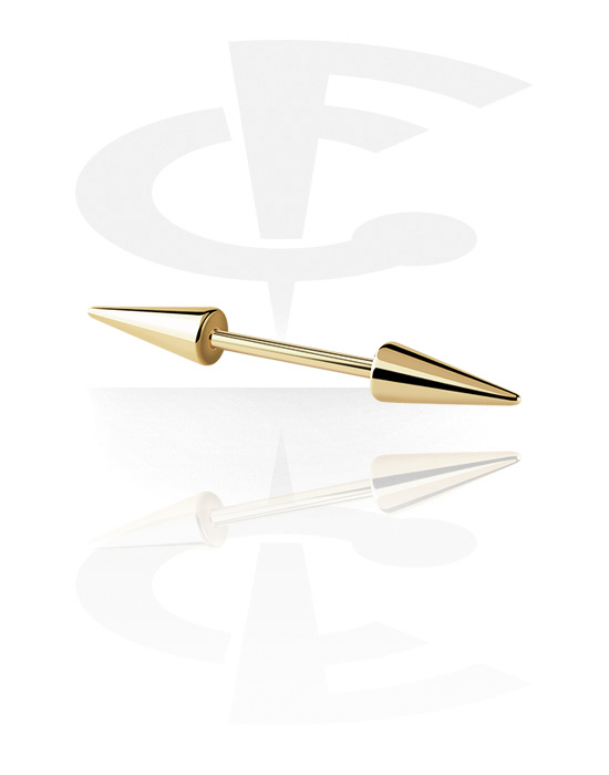 Činky, Barbell with Long Cones, Gold Plated Surgical Steel 316L