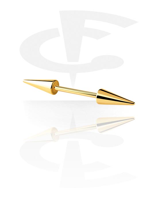 Barbellit, Barbell with Long Cones, Gold Plated Surgical Steel 316L