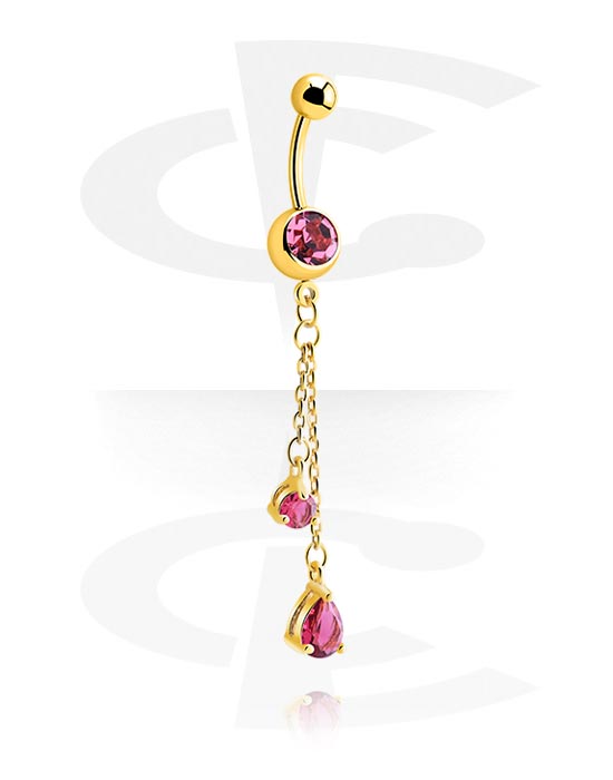 Belly button ring (surgical steel, gold, shiny finish) with charm and