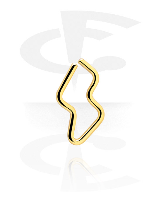 Anéis piercing, Continuous ring "relâmpago" (aço cirúrgico, prata, acabamento brilhante), Aço cirúrgico 316L banhado a ouro