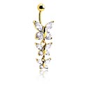 Ívelt barbellek, Belly button ring (surgical steel, gold, shiny finish) val vel Pillangó dizájn és Kristálykövek, Aranyozott sebészeti acél, 316L