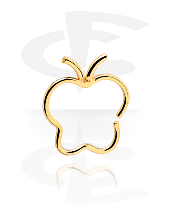 Piercingringen, Doorlopende ring ‘appel’ (chirurgisch staal, zilver, glanzende afwerking), Verguld chirurgisch staal 316L