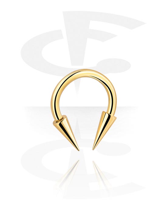 Circular Barbells, Circular Barbell with Long Cones, Gold Plated Surgical Steel 316L