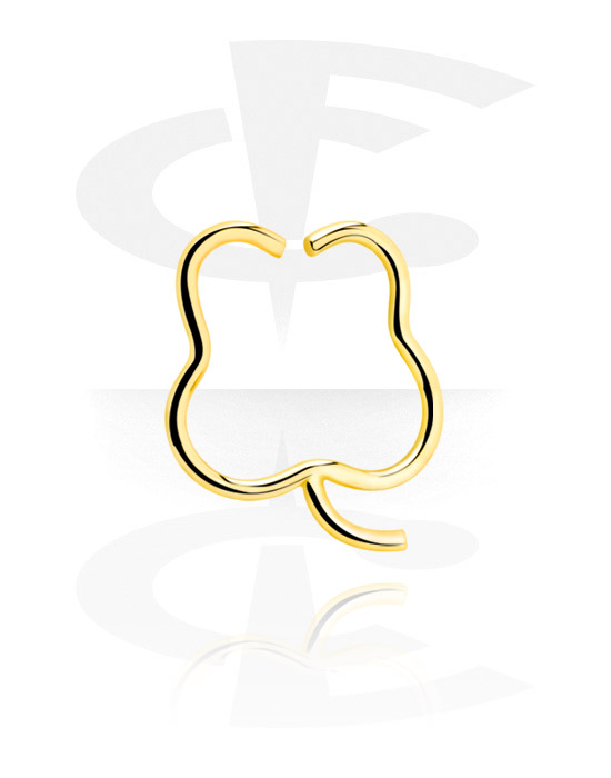 Piercingringen, Doorlopende ring ‘bloem’ (chirurgisch staal, goud, glanzende afwerking), Verguld chirurgisch staal 316L