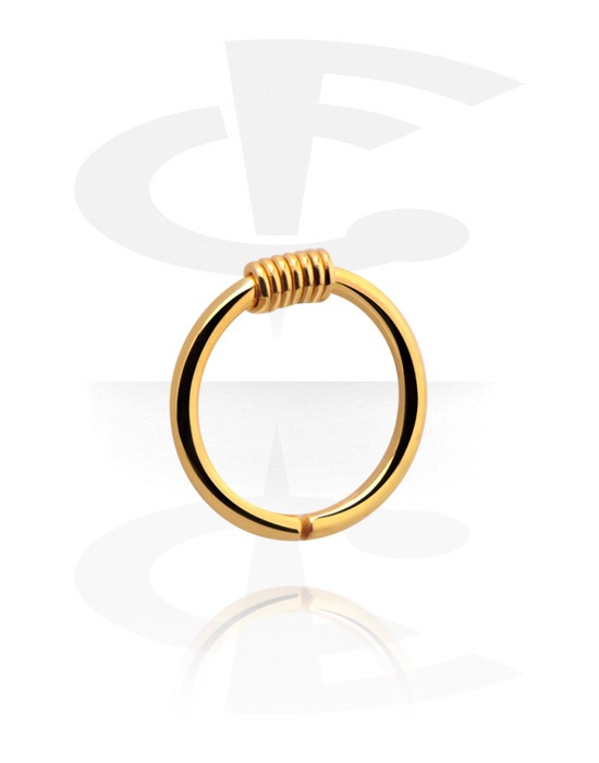 Alke za piercing, Neprekidni prsten (kirurški čelik, zlatna, sjajna završna obrada), Pozlaćeni kirurški čelik 316L