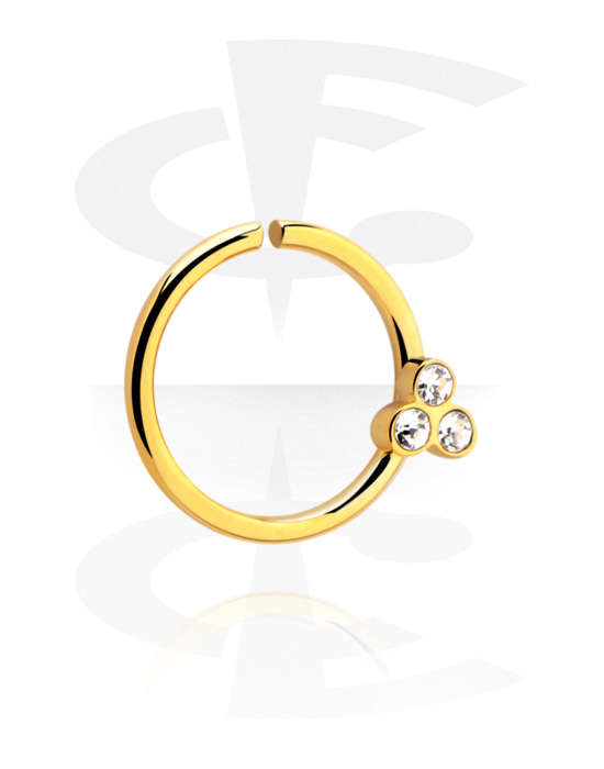 Piercing Ringe, Evighedsring (kirurgisk stål, guld, blank finish) med krystaller, Forgyldt kirurgisk stål 316L