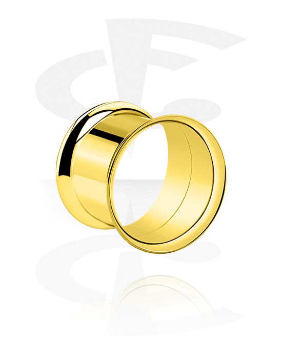 Tunnels & Plugs, Double flared tunnel (surgical steel, gold, shiny finish), Gold Plated Surgical Steel 316L