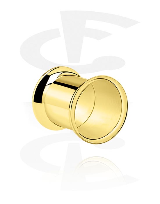 Tunnels & Plugs, Double flared tunnel (chirurgisch staal, goud, glanzende afwerking), Verguld chirurgisch staal 316L