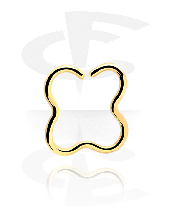 Piercingringen, Doorlopende ring ‘bloem’ (chirurgisch staal, goud, glanzende afwerking), Verguld chirurgisch staal 316L