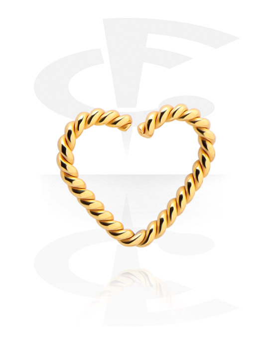Piercingringer, Hjerteformet kontinuerlig ring (kirurgisk stål, gull, skinnende finish), Gullbelagt kirurgisk stål 316L