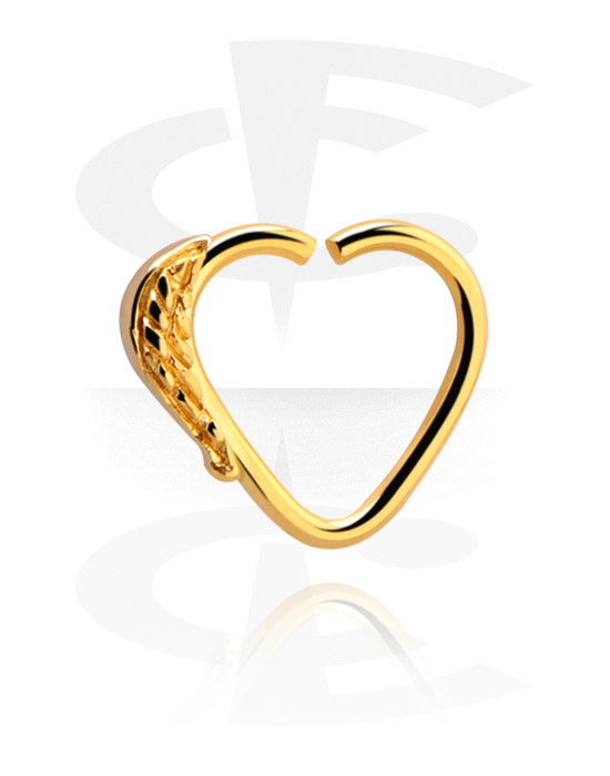 Piercingringar, Heart-shaped continuous ring (surgical steel, gold, shiny finish), Förgyllt kirurgiskt stål 316L