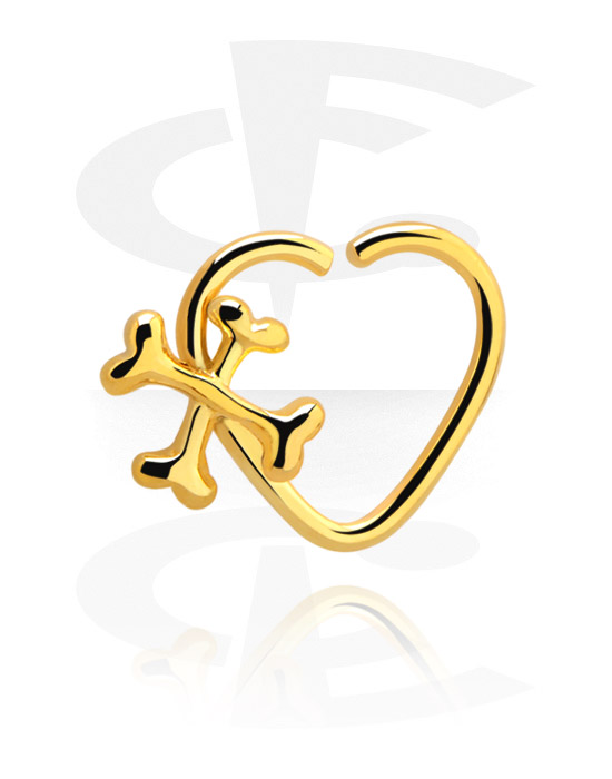 Piercing Ringe, Hjerteformet evighedsring (kirurgisk stål, guld, blank finish), Forgyldt kirurgisk stål 316L