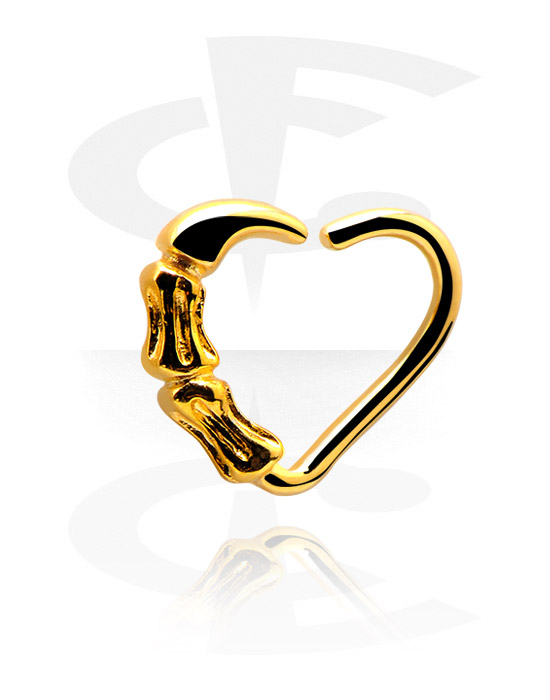 Piercinggyűrűk, Heart-shaped continuous ring (surgical steel, gold, shiny finish), Aranyozott sebészeti acél, 316L