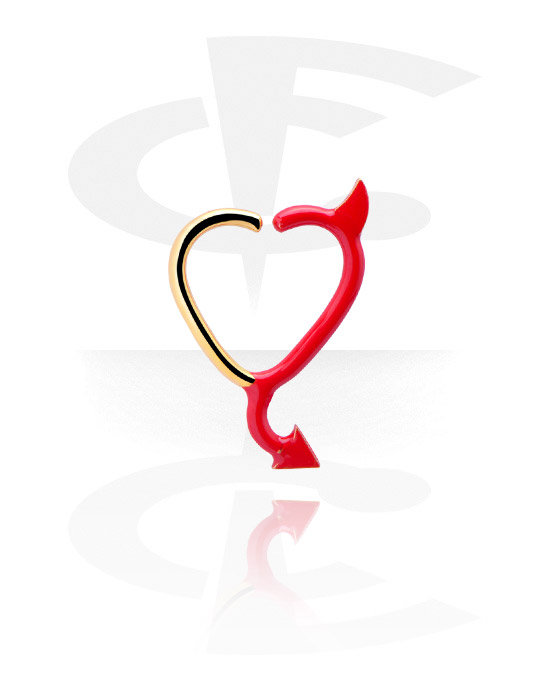 Alke za piercing, Neprekidni prsten u obliku srca (kirurški čelik, zlatna, sjajna završna obrada), Pozlaćeni kirurški čelik 316L