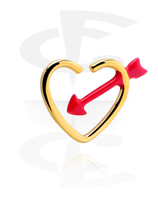 Pírsingové krúžky, Spojitý krúžok v tvare srdca (chirurgická oceľ, zlatá, lesklý povrch), Pozlátená chirurgická oceľ 316L