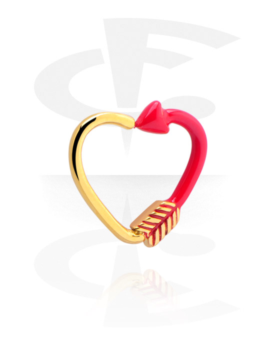 Piercing Rings, Heart-shaped continuous ring (surgical steel, gold, shiny finish), Gold Plated Surgical Steel 316L