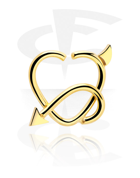 Piercingové kroužky, Spojitý kroužek ve tvaru srdce (chirurgická ocel, zlatá, lesklý povrch), Pozlacená chirurgická ocel 316L