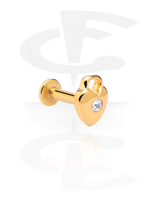 Labreti, Internally Threaded Jewelled Labret, Gold Plated