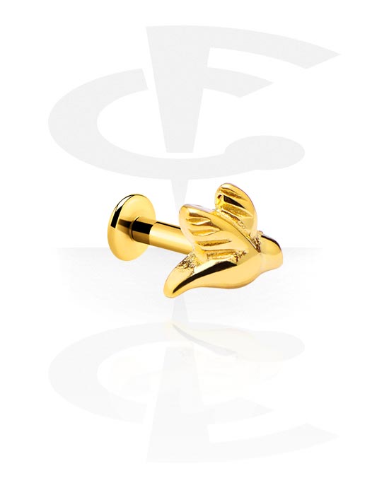 Labrets, Internally Threaded Labret with bird design, Gold Plated Surgical Steel 316L