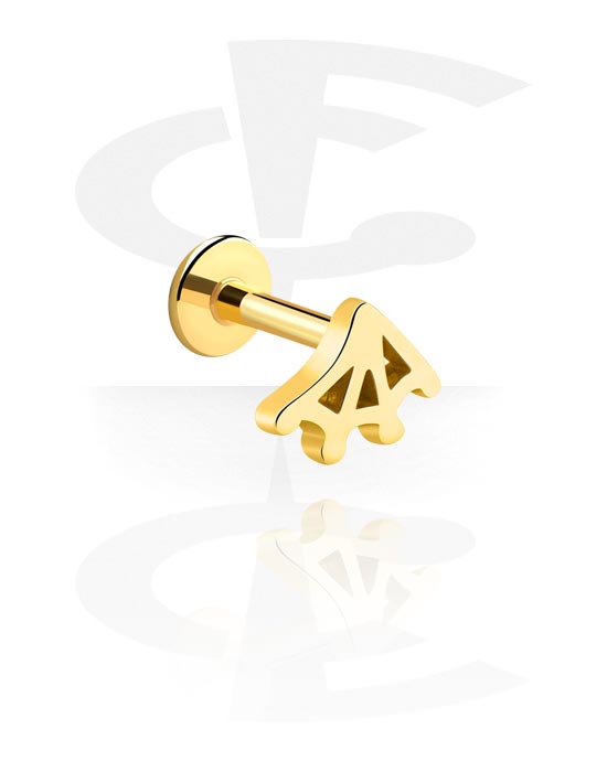 Labrets, Internally Threaded Labret with spiderweb design, Gold Plated Surgical Steel 316L