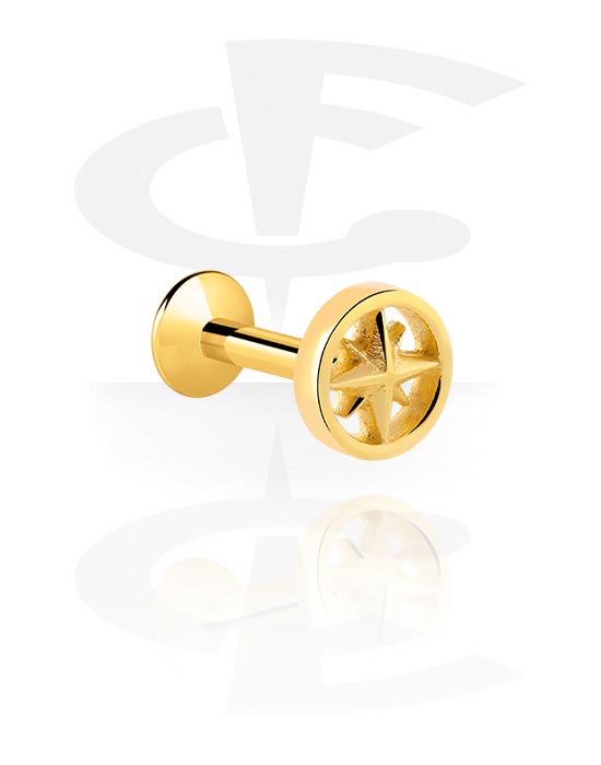 Labrets, Internally Threaded Labret with star attachment, Gold Plated Surgical Steel 316L