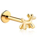 Labreti, Labret z notranjim navojem s/z Dizajn pes, Pozlačeno kirurško jeklo 316L