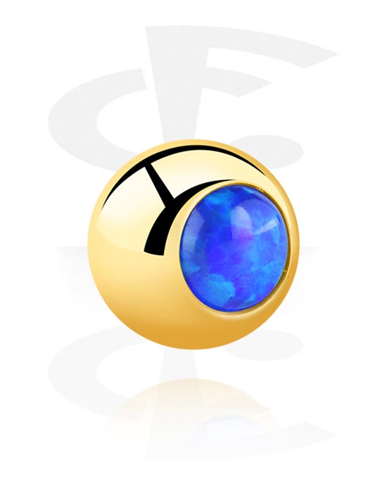 Kulor, stavar & mer, Ball for threaded pins (surgical steel, gold, shiny finish) med konstgjord opal, Förgyllt kirurgiskt stål 316L