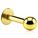 Labrets, Labret (surgical steel, gold, shiny finish) with anodized ball, Gold Plated Surgical Steel 316L ,  Surgical Steel 316L