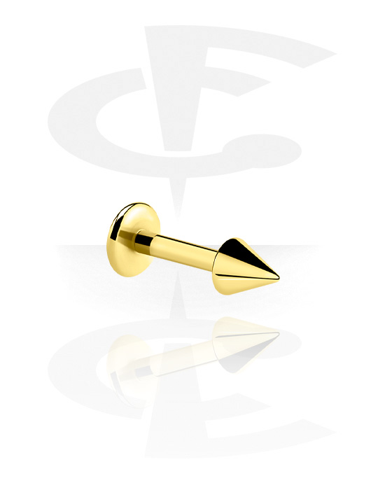 Labret, Labret (surgical steel, gold, shiny finish) con cono, Acciaio chirurgico 316L con placcatura in oro