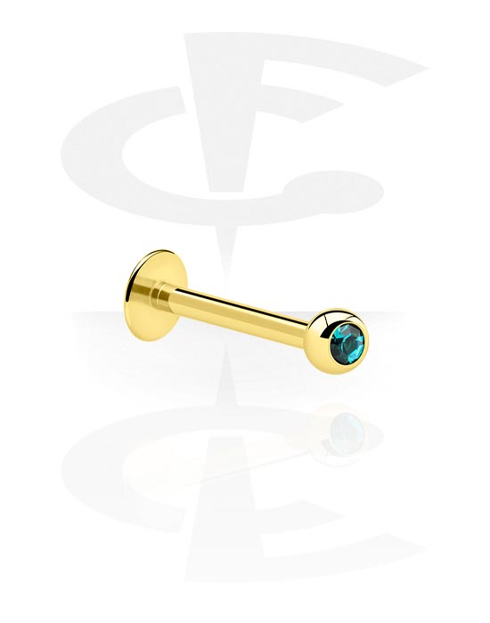 Labrets, labret (aço cirúrgico, ouro, acabamento brilhante) com cristal, Aço cirúrgico 316L banhado a ouro