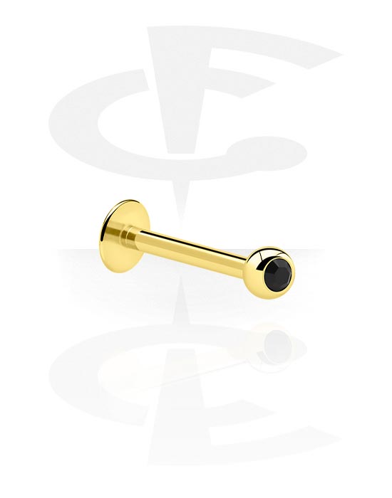 Labrets, Labret (surgical steel, gold, shiny finish) with Jewelled Ball, Gold Plated Surgical Steel 316L