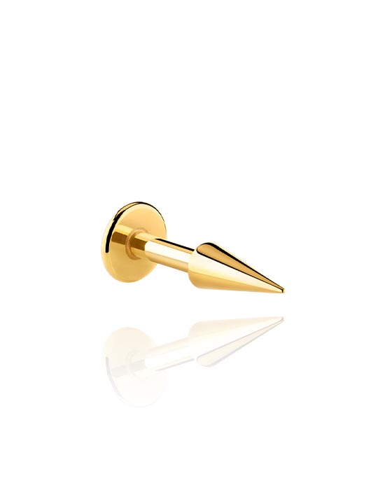 Labrets, Labret (surgical steel, gold, shiny finish) met cone, Verguld chirurgisch staal 316L
