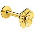 Labrets, Labret (surgical steel, gold, shiny finish) avec accessoire fleur, Acier chirugical 316L ,  Plaqué or