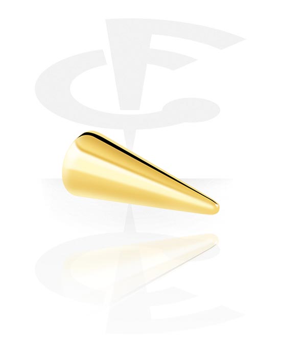 Bolas, barras & mais, Cone para barras com rosca (aço cirúrgico, ouro, acabamento brilhante), Aço cirúrgico 316L banhado a ouro