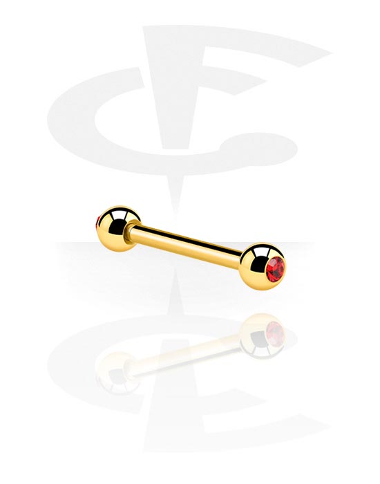 Barbells, Barbell with Jeweled Balls, Gold Plated Surgical Steel 316L
