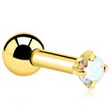 Helix & Tragus, Tragus piercing s krystalovým kamínkem, Pozlacená chirurgická ocel 316L