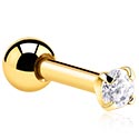 Helix & Tragus, Tragus piercing s krystalovým kamínkem, Pozlacená chirurgická ocel 316L