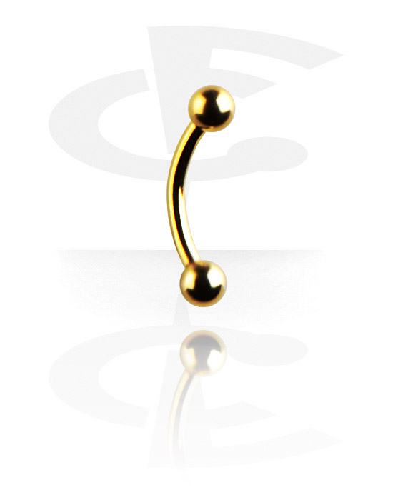 Curved Barbells, Banana (surgical steel, gold, shiny finish), Gold Plated Surgical Steel 316L