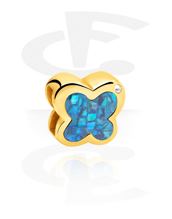 Flatbeads, Flatbead for Flatbead Bracelets with butterfly design, Gold Plated Surgical Steel 316L