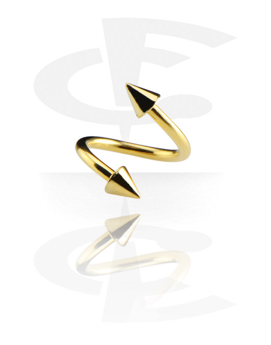 Spirals, Spiral with cones, Gold Plated Surgical Steel 316L